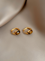Tiger Eye Modern Gold Earrings