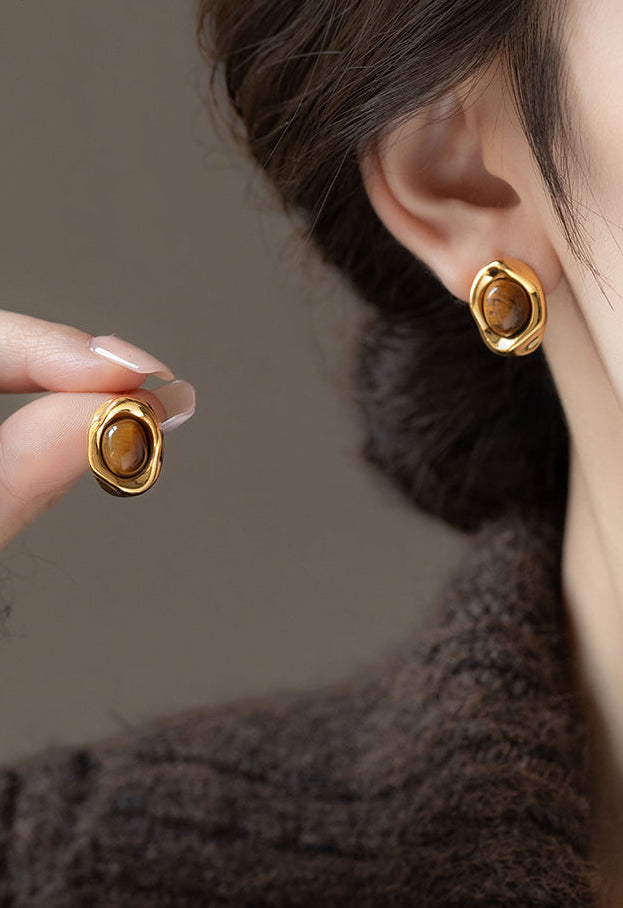 Tiger Eye Honey Gold Earrings