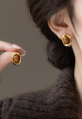 Tiger Eye Honey Gold Earrings