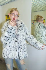 Dalmatian Print Faux Fur Coat