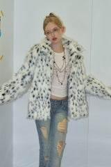 Dalmatian Print Faux Fur Coat