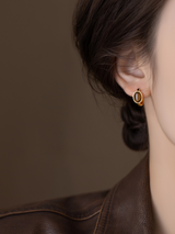 Tiger Eye Modern Gold Earrings