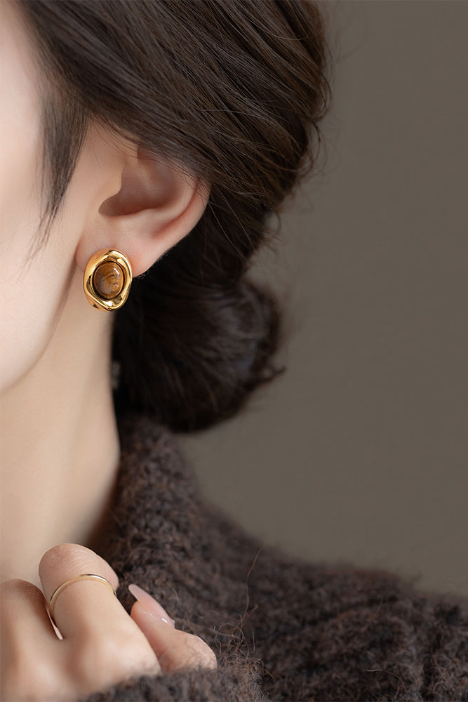 Tiger Eye Honey Gold Earrings