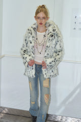 Dalmatian Print Faux Fur Coat