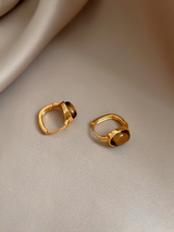 Tiger Eye Modern Gold Earrings