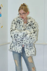 Dalmatian Print Faux Fur Coat