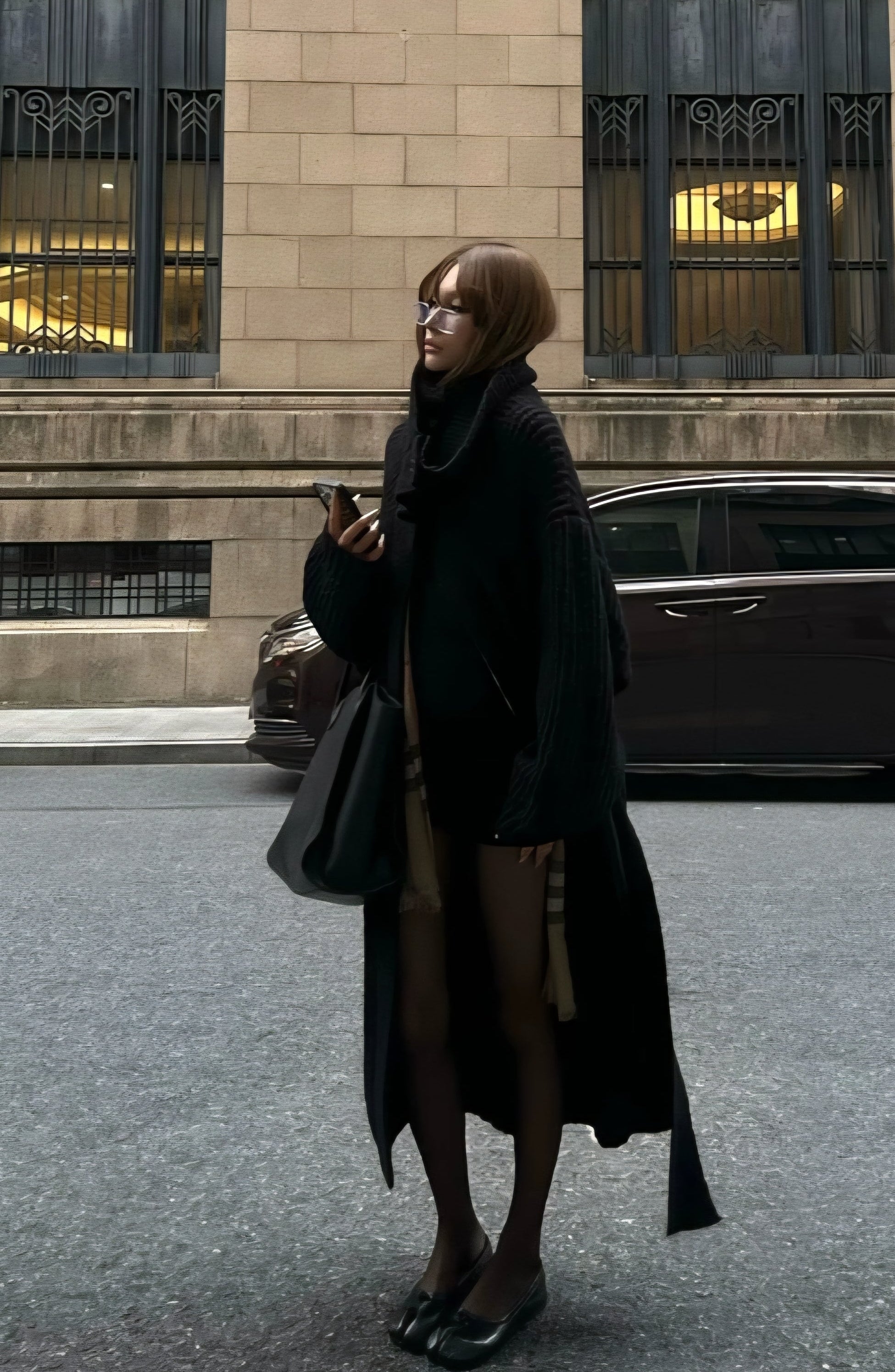 Over-Knee Cocoon Knit Coat