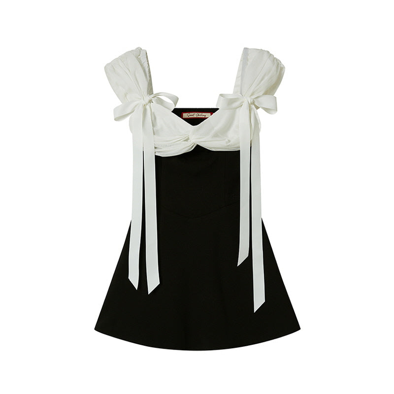Ribbon Strap Off-Shoulder Mini Dress