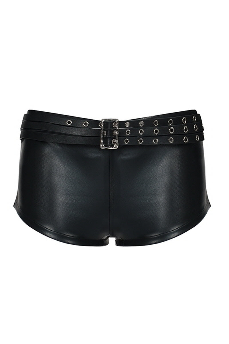 Midnight Riot Belted PU Shorts
