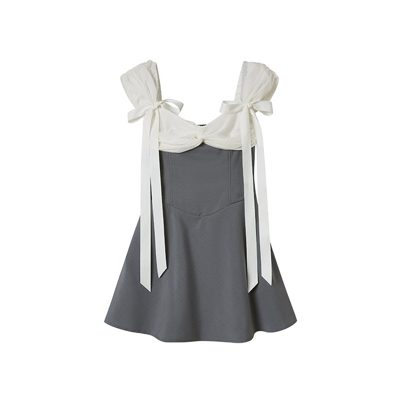 Ribbon Strap Off-Shoulder Mini Dress