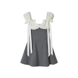Ribbon Strap Off-Shoulder Mini Dress
