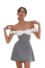 Ribbon Strap Off-Shoulder Mini Dress