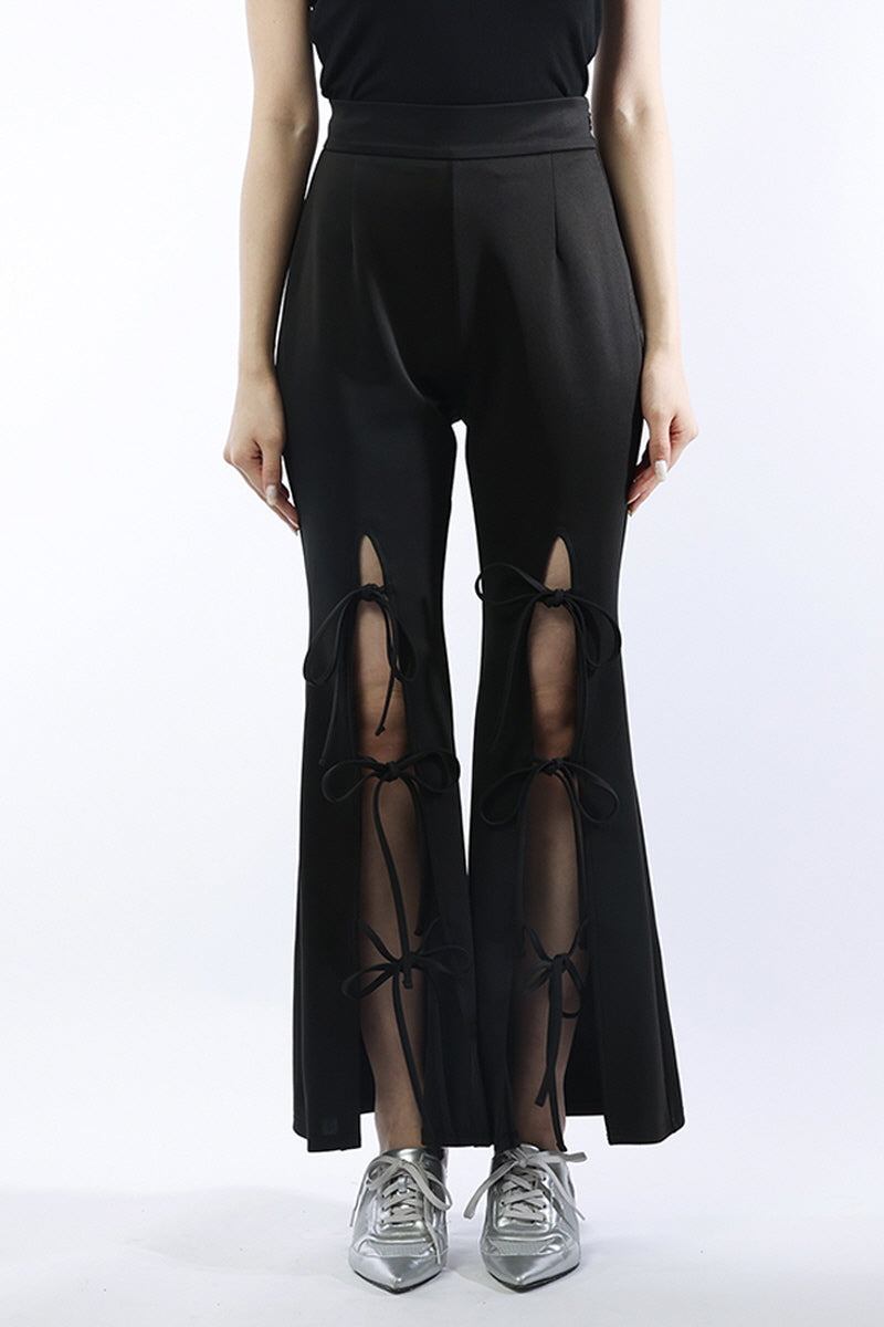 Triple Bow Slit Flare Pants