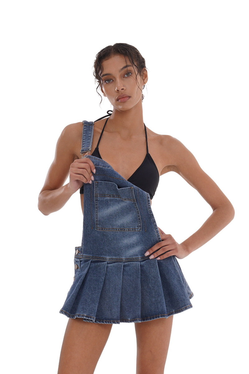 Denim Retro Sweet Overall Skirt