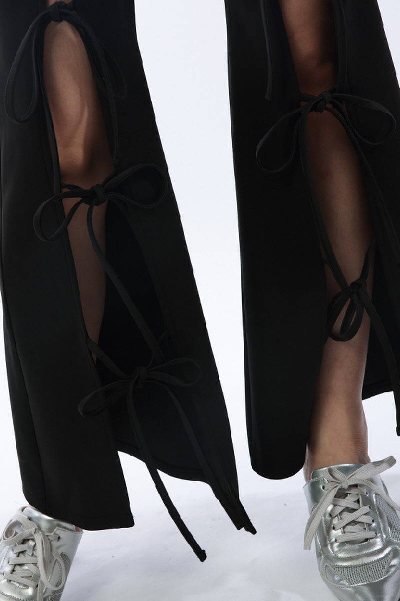 Triple Bow Slit Flare Pants