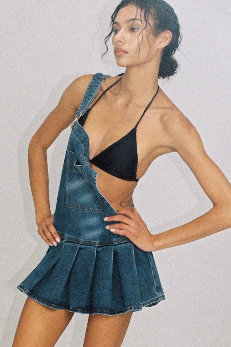 Denim Retro Sweet Overall Skirt