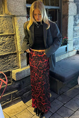 Red Leopard Maxi Skirt