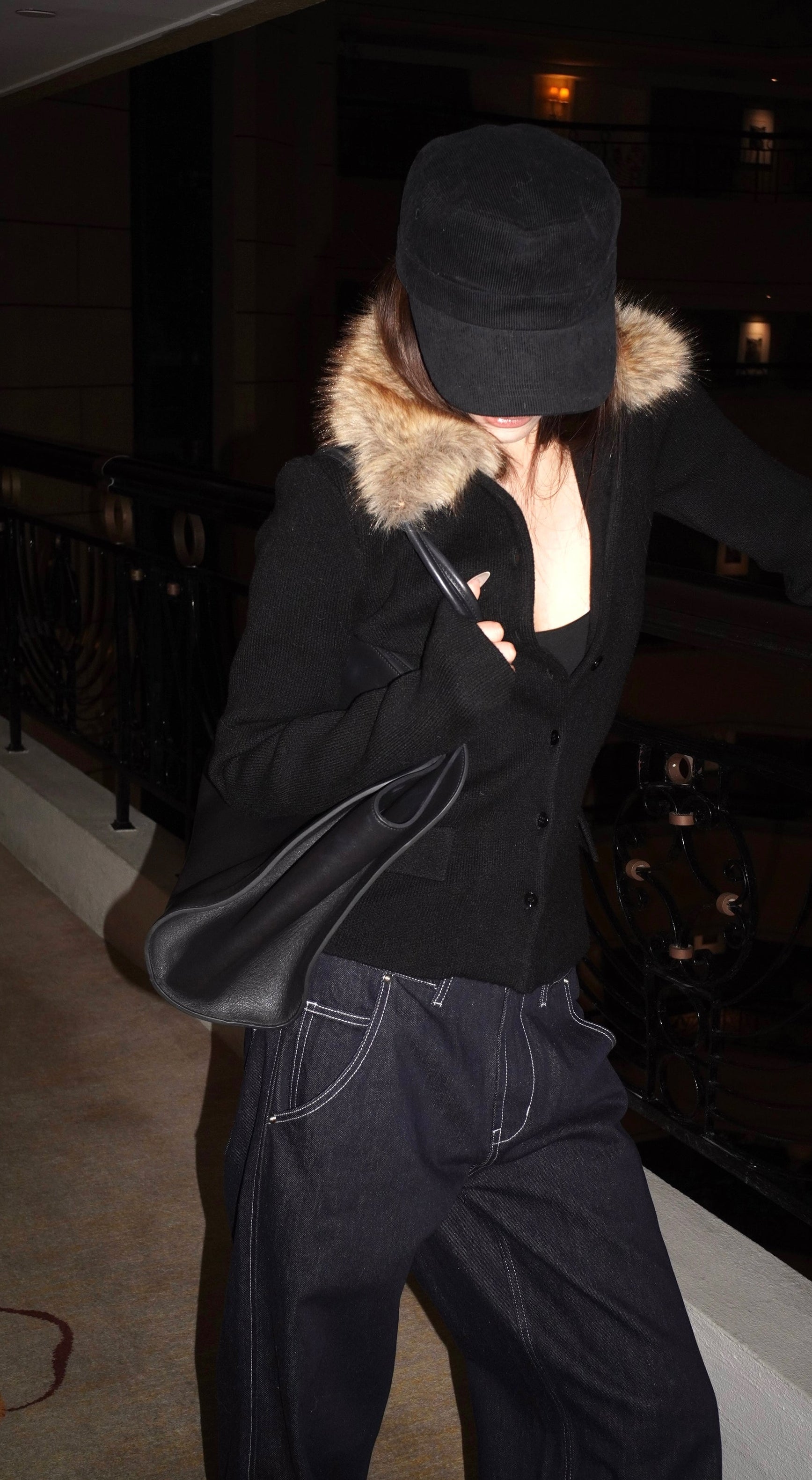 [Pre-sale] City Night Fur Collar Knit Jacket