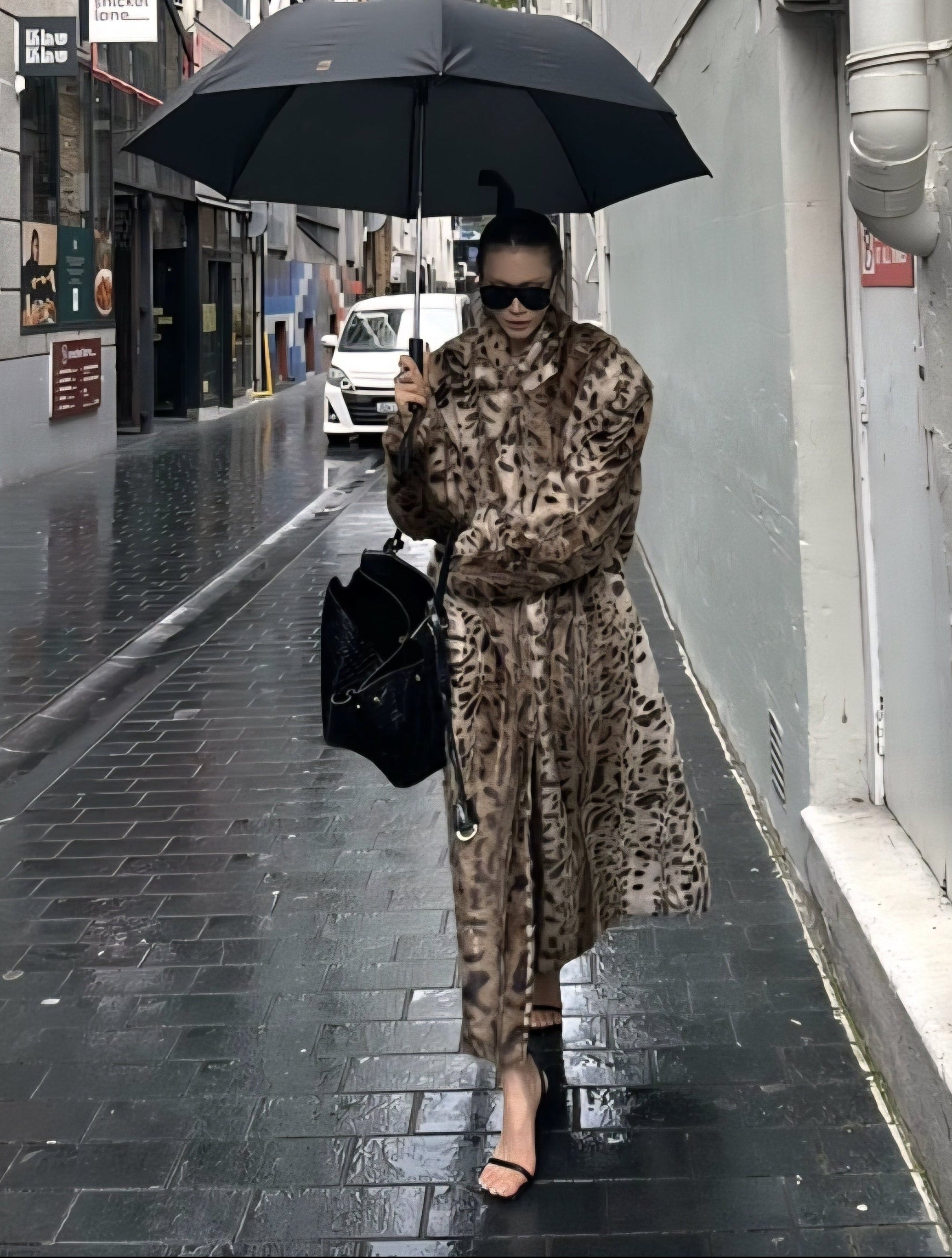 Noir Safari Faux Fur Coat