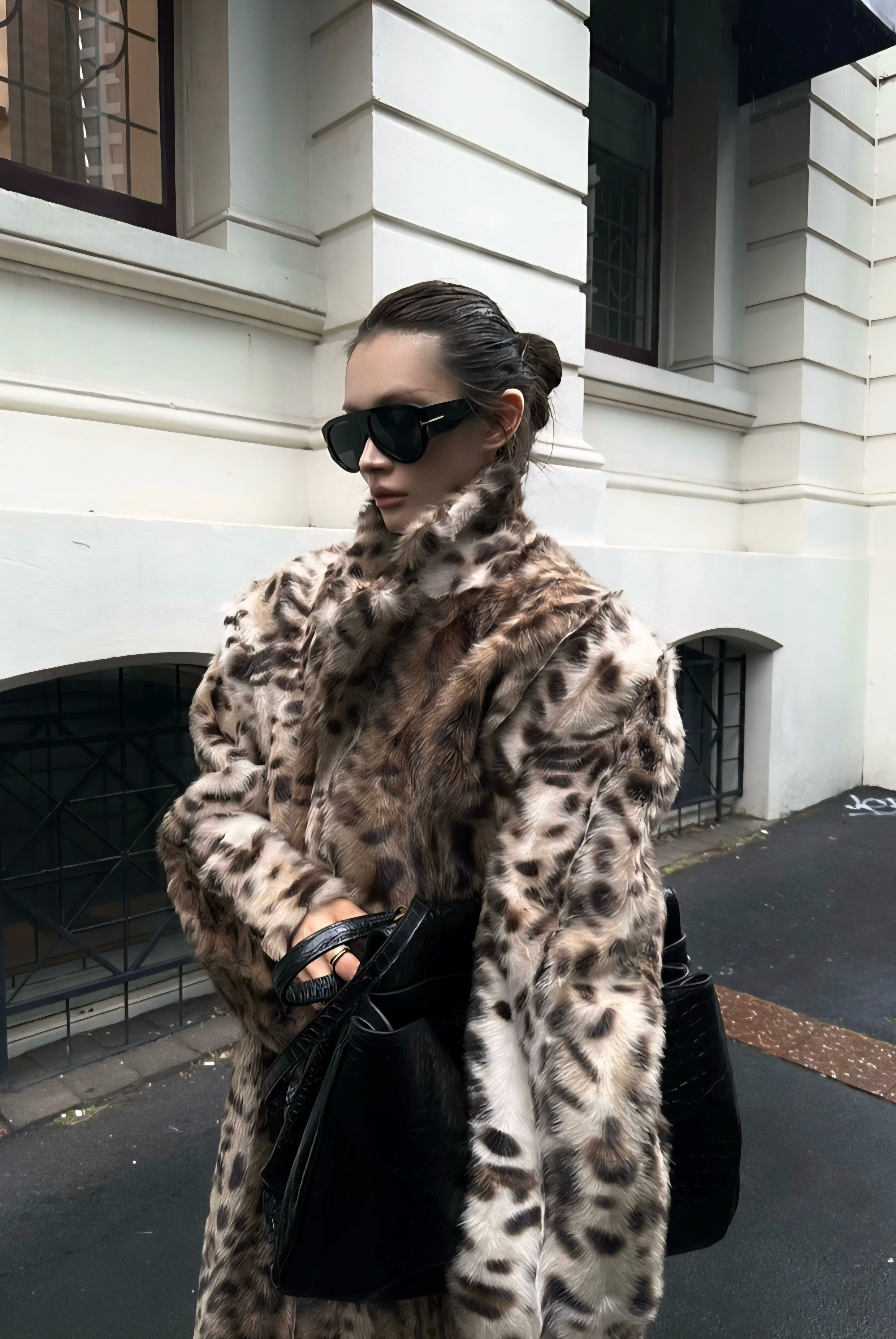 Noir Safari Faux Fur Coat