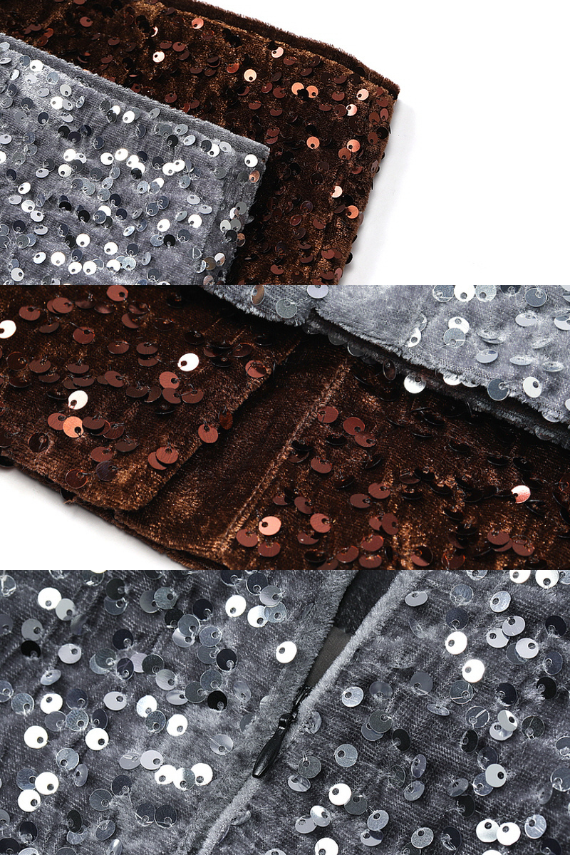 Velvet Sequin Party Midi Skirt