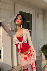 Sunset Rose Butterfly Maxi Skirt