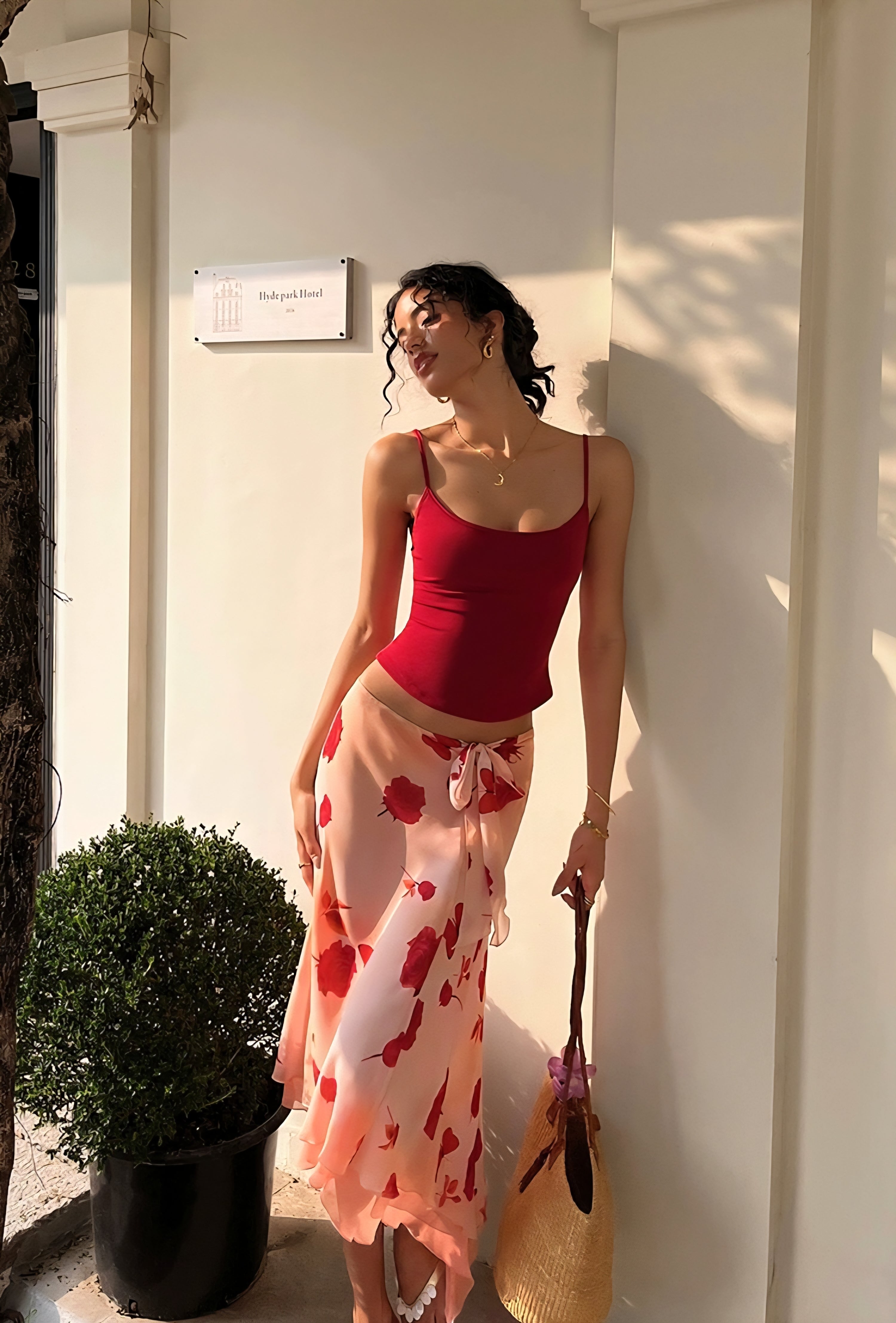 Sunset Rose Butterfly Maxi Skirt