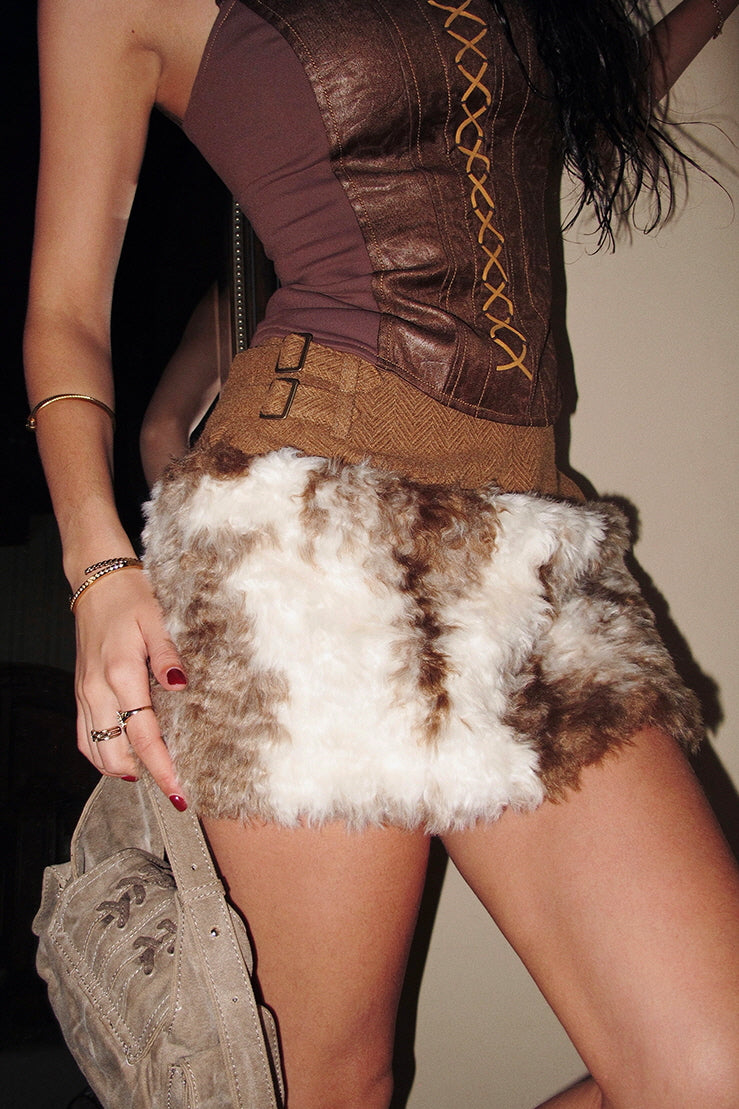 Western Cowgirl Fur Mini Skirt