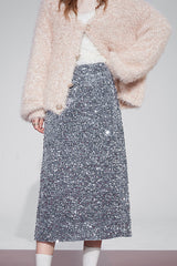 Velvet Sequin Party Midi Skirt