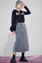 Velvet Sequin Party Midi Skirt