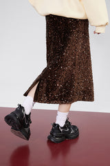 Velvet Sequin Party Midi Skirt