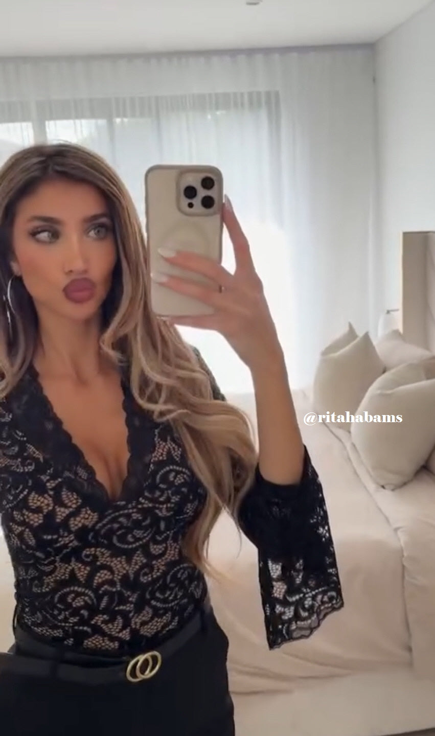 [ Revival X Rita🖤 ] Midnight Ruffle Lace Top