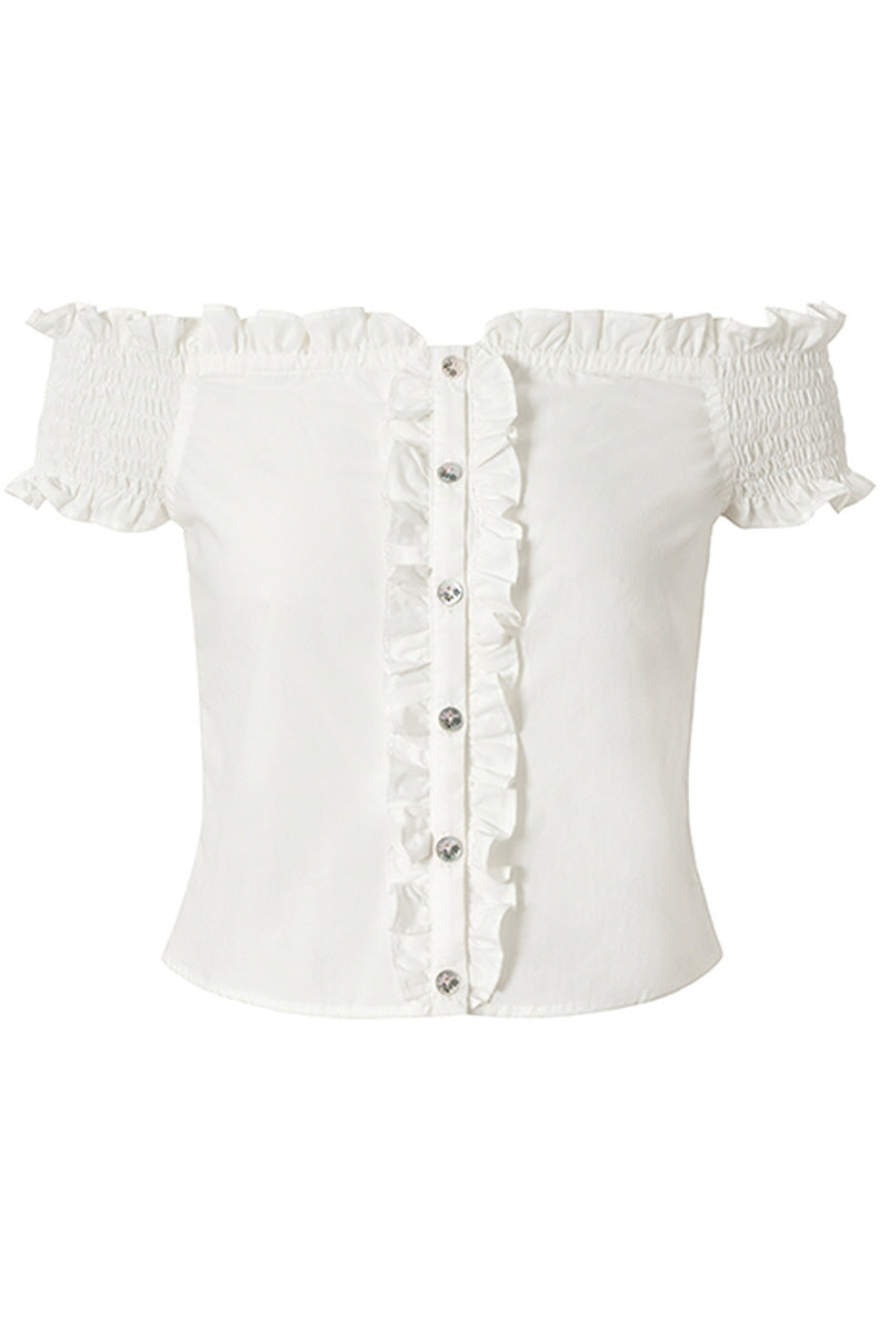 [Pre-sale] Everyday Romantic Off-shoulder Shirring Top