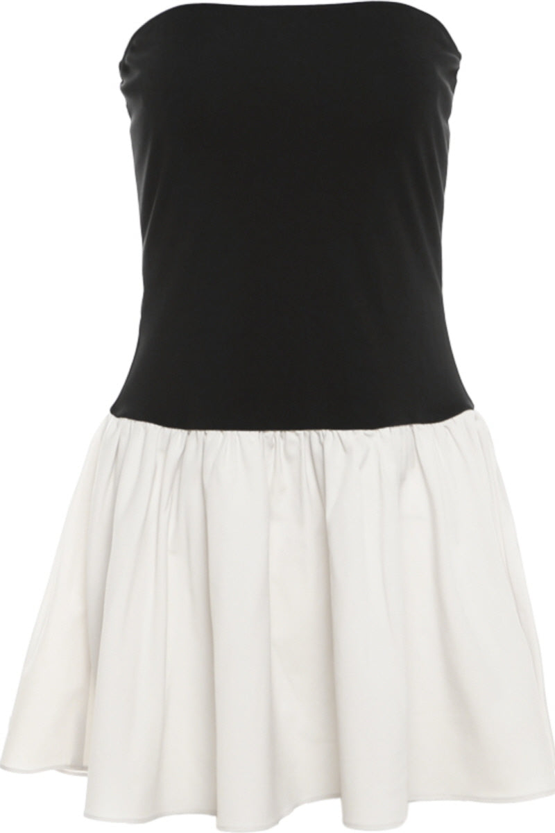 Sleek Contrast Strapless Dress