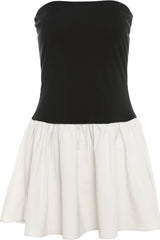 Sleek Contrast Strapless Dress