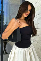 Sleek Contrast Strapless Dress