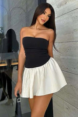 Sleek Contrast Strapless Dress