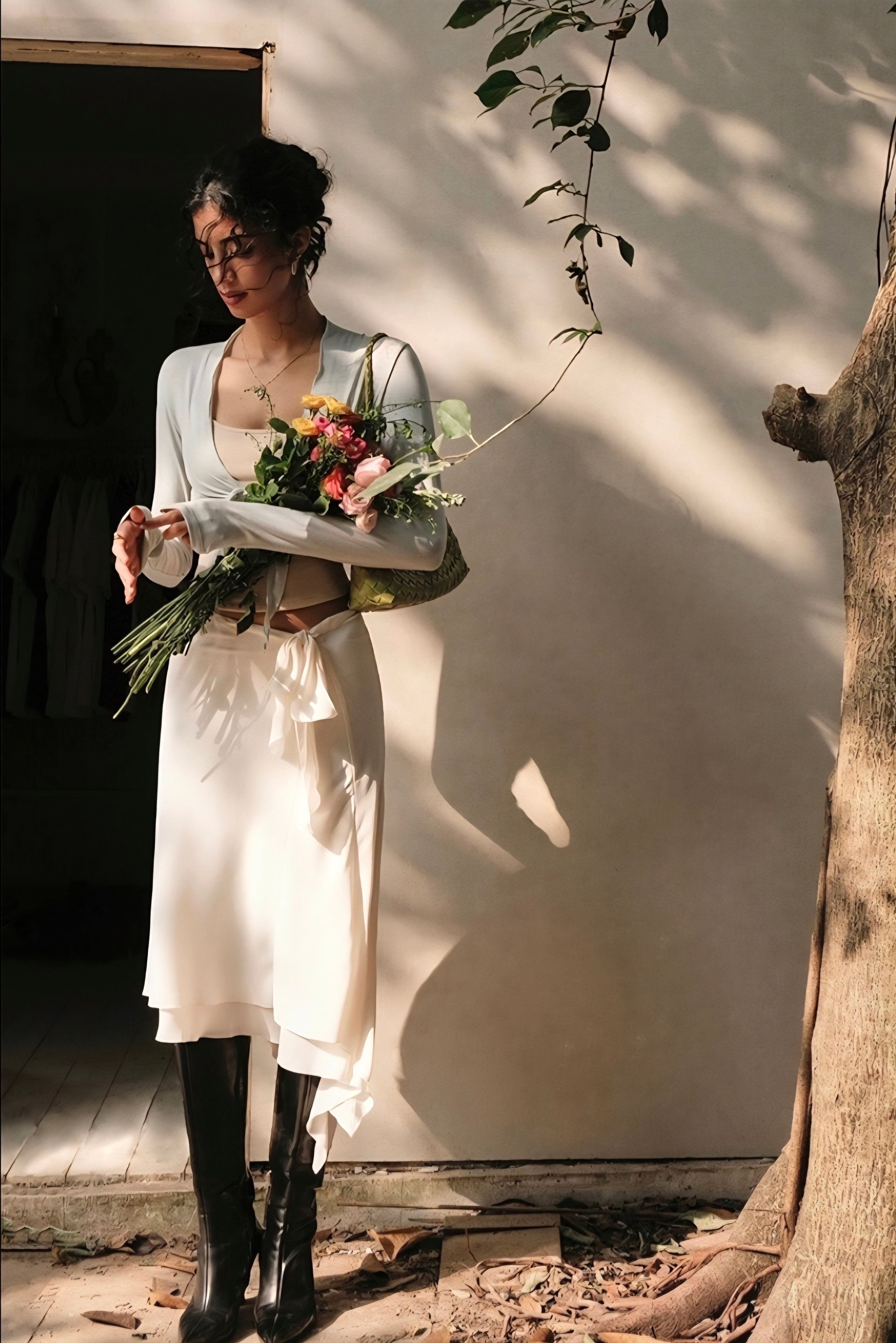 Sunset Rose Butterfly Maxi Skirt