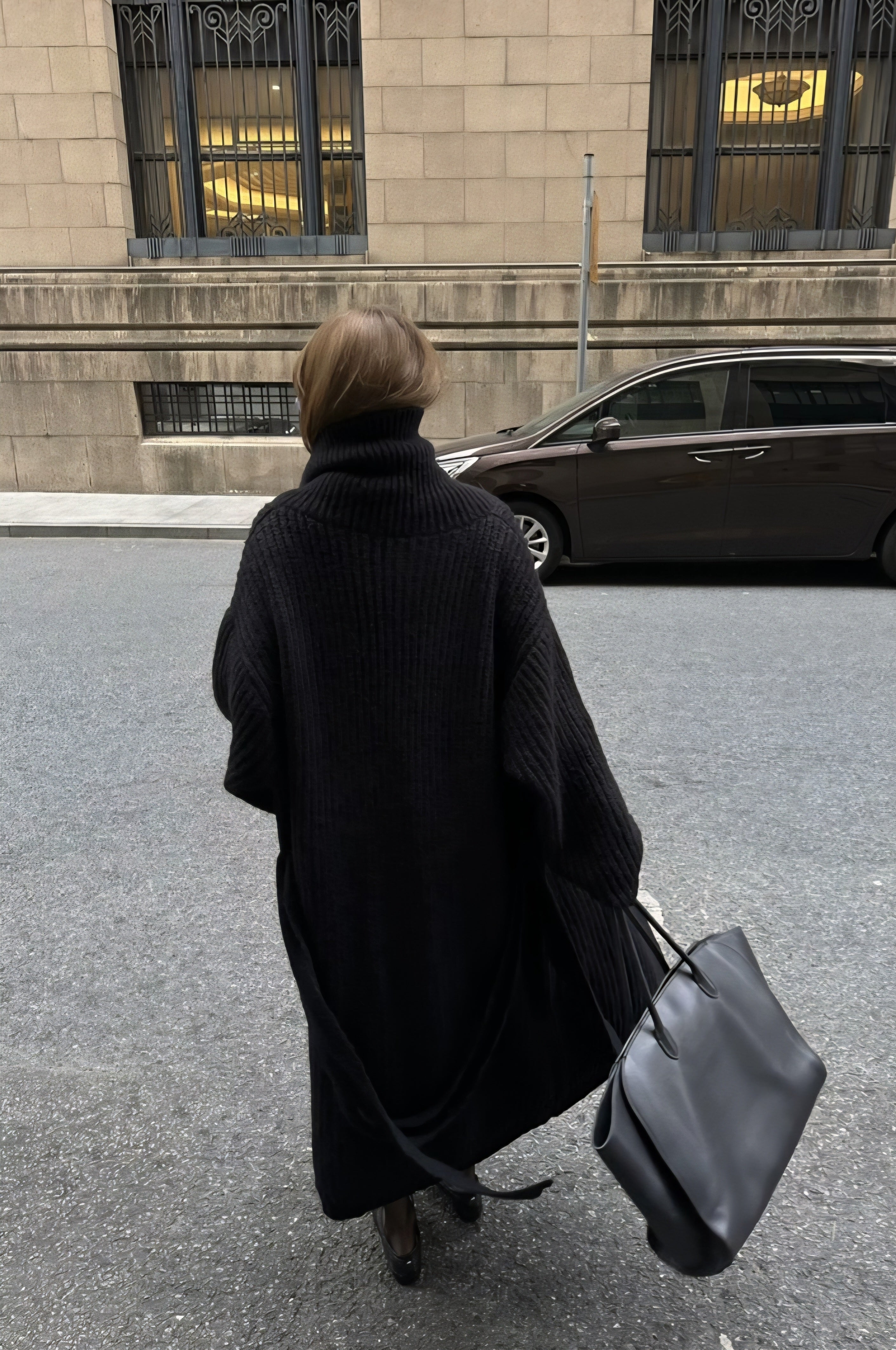 Over-Knee Cocoon Knit Coat