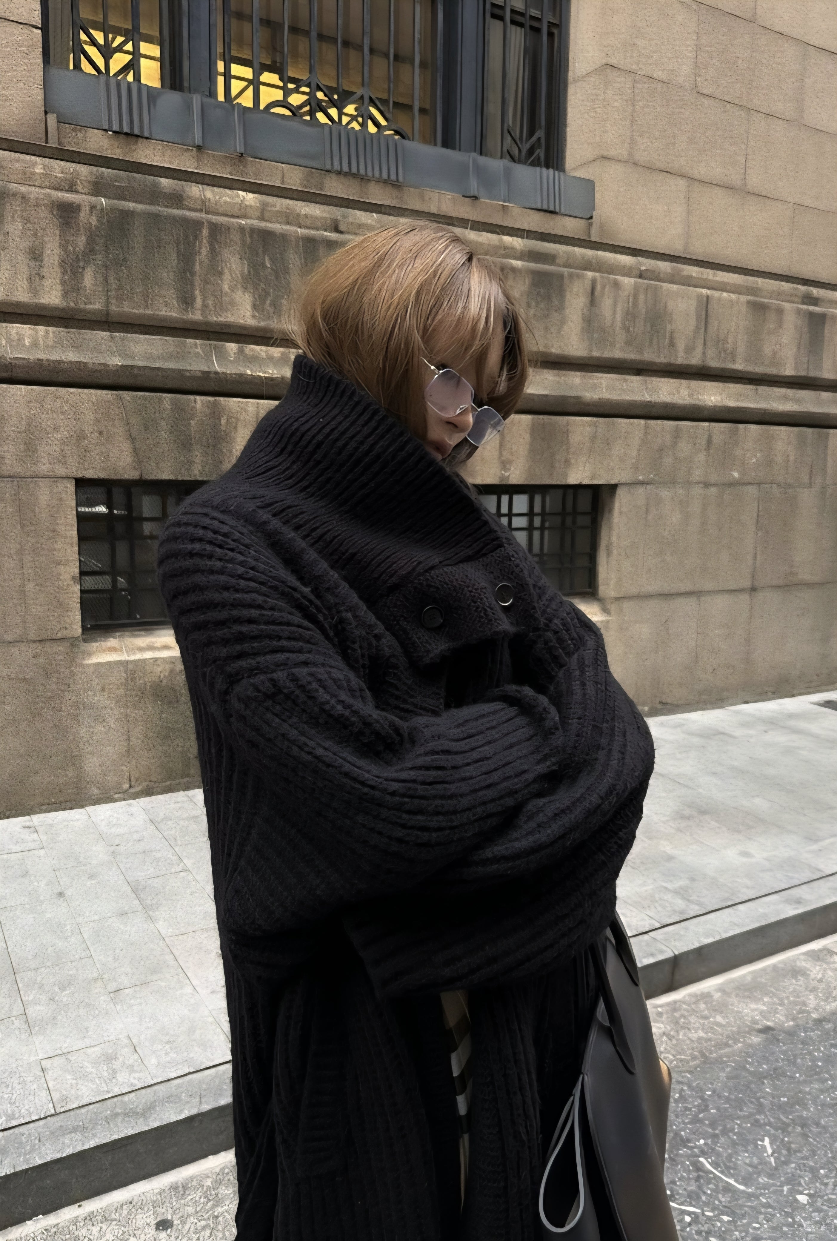 Over-Knee Cocoon Knit Coat