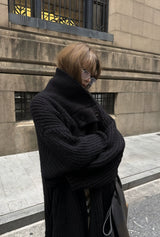 Over-Knee Cocoon Knit Coat