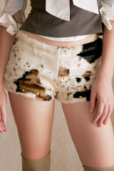 Cozy Cow-Print Plush Shorts