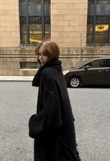 Over-Knee Cocoon Knit Coat