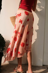 Sunset Rose Butterfly Maxi Skirt