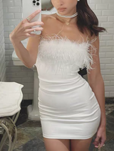 Frost Kiss Feather Mini Dress