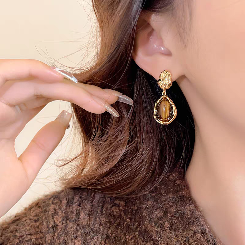 Tiger Eye Water Drop Earrings