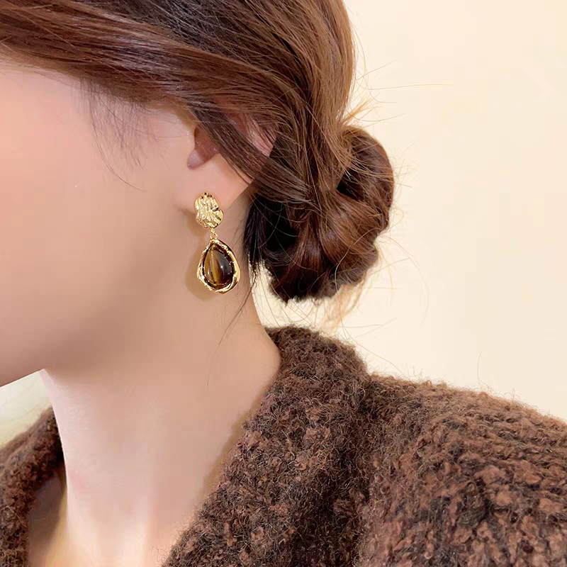 Tiger Eye Water Drop Earrings