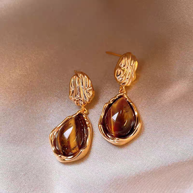 Tiger Eye Water Drop Earrings