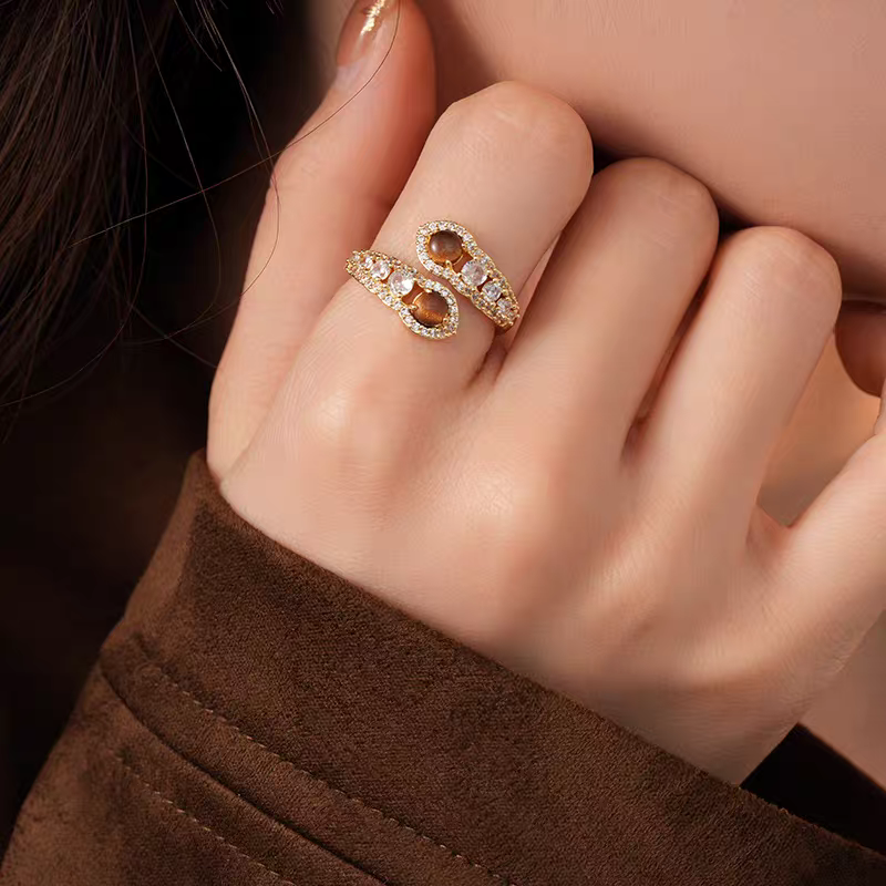 Tiger Eye Dual Curve Ring
