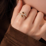 Tiger Eye Dual Curve Ring